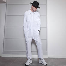 Overalls Men Trousers Plus Size Men Casual Pants Trendy Men's Loose Pants High Street Hip-hop White Jumpsuit S-5xl 2024 - buy cheap