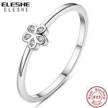 ELESHE Real 925 Sterling Silver Ring Female Clear Crystal CZ Daisy Finger Ring for Women Party Wedding Silver Flower Jewelry 2024 - buy cheap