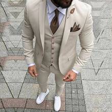 Ropa De Hombre beige Mens Suit Jacket For Wedding Formal Business 3 pieces Slim Fit Smoking men suits Blazer masculino 2021 2024 - buy cheap