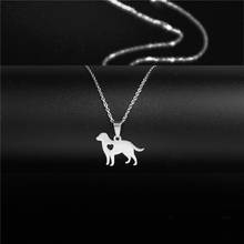 Lovely Dachshund Puppy Dog Necklaces Pet Lover Children Birthday Gift Stainless Steel Silver Color Hollow Heart Animal Choker 2024 - buy cheap