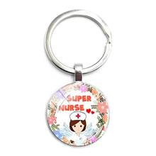 2020 Latest Home Stethoscope Nurse Syringe Picture Keychain Round Convex Glass Dome Pendant Men and Women Fashion Charm Keychain 2024 - buy cheap