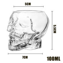 100ml Mini Transparent Bones Armor Warrior 3D Skull Designed Gothic Head Shot Glass Bar Cup for Vodka Whiskey Cocktail Barware 2024 - buy cheap