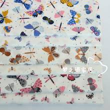 Хлопковая ткань для постельного белья с бабочкой, стрекозой, 160 см х 50 см, лоскутное шитье, ткань для детских занавесок ручной работы, декорат... 2024 - купить недорого