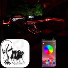 Fio de luz neon el 6m, luz led colorida para interior do carro com bluetooth, controle de celular, atmosfera de luz 2024 - compre barato