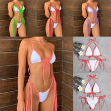Купальник из двух предметов, бандажный купальник, сексуальный женский комплект бикини, летний розовый купальный костюм, пляжная одежда 2024 - купить недорого