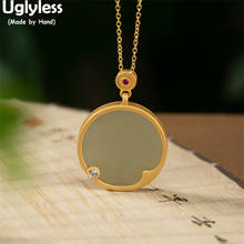 Uglyless Shinning Star over the sea Crystal Pendants Necklaces NO Chain Nature Jade Dress Jewelry Women Gold 925 Silver Necklace 2024 - buy cheap