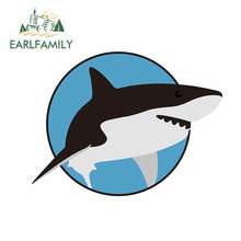 EARLFAMILY 13cm x 9.7cm Cartoon Shark Oem Anime Car Stickers Helmet Motorcycle Sunscreen Vinyl JDM Bumper Trunk Truck Graphics 2024 - buy cheap