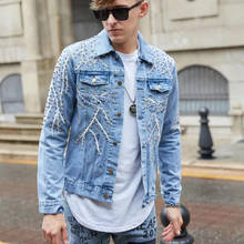 Autumn Coat Streetwear For Male Bomber Jacket Mens Casual Hip Hop Men Punk Denim Jackets Multi Rivets Embroidery Denim Jackets 2024 - buy cheap