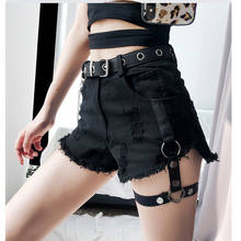 Summer Hot Denim Shorts for Women Sexy Rivet Ring Harness Band Casual  Jeans Shorts High Waist Worn-out Hole Black Shorts Lady 2024 - buy cheap