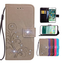 Кожаный чехол Sunjolly с изображением травы и страз, откидной Чехол-бумажник, чехол для Samsung Galaxy S10E S10 S9/S8 Plus S7/S6 Edge Note 10 Pro 9 8 2024 - купить недорого