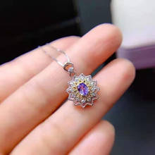 Natural Tanzanite Flower Type Fashion S925 Pure Silver Pendant Necklace Fine Fashion Charming Jewelry For Women MeibaPJFS 2024 - buy cheap