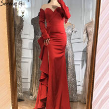 Serene Hill-Vestidos de Noche elegantes de sirena para mujer, color rojo, satinado, fruncido Simple, Sexy, para fiesta, LA70837, 2021 2024 - compra barato