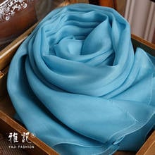 Real Silk Scarf Women   Foulard Femme for Ladies Natural Silk Scarves  100% Pure Silk Wrap Echarpe Brand   Printed Lake blue 2024 - buy cheap