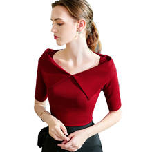 French Blouse Women Summer Casual Retro Sweet Solid Color Dark Red Puff Sleeve Vintage Pin Up Shirt Female Office OL Work Tops 2024 - buy cheap
