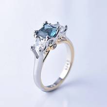 Fashion Charm Square Blue Zircon Rings Geometric Luxury Two Tone Jewelry For Women Wedding Engagement Anniversary Gift Wholesale 2024 - buy cheap