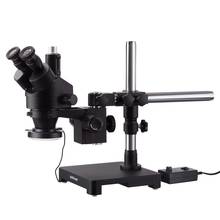 AmScope 7X-45X Black Trinocular Stereo Zoom Microscope on Single Arm Boom Stand + 144 LED Ring-light 2024 - buy cheap