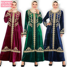 Размера плюс, зимняя бархатная Абаи Дубай турецкий хиджаб мусульманский платье Ислам ic Костюмы Абая для женщин Кафтан Moroc костюм, накидка, Восточный халат, халат Ислам 2024 - купить недорого