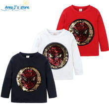 Boys T-Shirts Cotton Kids T-Shirt With Sequin Reversible Sequin Girls T Shirt Kids cartoon White Flash T Shirt Kids Tee ZX415 2024 - buy cheap