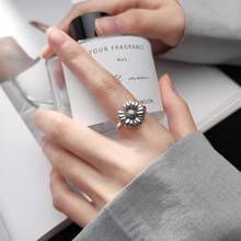 Anéis de abertura femininos com flor de margaridas, anel novo da moda vintage tailandês cor prata, joias para presente de festa sar216 2024 - compre barato