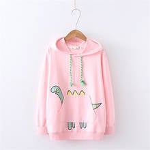 Merry Pretty Women Dinosaur Pockets Hooded Sweatshirts 2020 Autumn Winter Long Sleeve Pullovers Harajuku kawaii Women's Hoodies 2024 - buy cheap