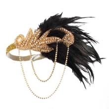 Grande faixa de cabeça gatsby 1920s deco flapper marfim pérola fantasia festa elástica 2024 - compre barato