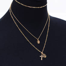 Doreen Box Fashion Multi-layer Layered Necklace Golden Silver Color Virgin Mary Cross Ladies Jewelry 38cm (15") long, 1 Piece 2024 - buy cheap