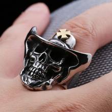 Модное классическое Трендовое Золотое кольцо в Западном ковбойском стиле в стиле панк с черепом для мужчин, Креативные украшения 2024 - купить недорого