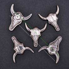 10X vaquero occidental plata Toro búfalo calavera cabeza Longhorn artesanía de cuero Concho occidental hatband Decoración 2024 - compra barato