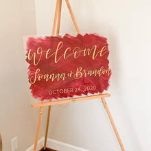 Letrero de plexiglás personalizado para boda, cartel de bienvenida de boda, fondo acrílico cepillado con Color alternativo, decoración de boda 2024 - compra barato