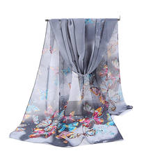 Women Chiffon Scarves Animal Simulation Silk Scarf middle long Shawl Female Spring Summer Literary Print Beach Wrap Wholesale 2024 - buy cheap