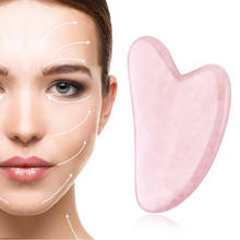 Piedra de Jade de cuarzo rosa para masaje Facial, raspador de Gouache, placa de Guasha para Lifting de la piel Facial, herramienta de belleza para el cuidado de la piel 2024 - compra barato