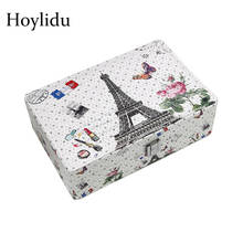 Portable Cosmetic Case for Women Fashion PU Leather Tower Printed Large Capacity Make Up Rings Necklaces Jewelry Box Girl Gifts 2024 - buy cheap