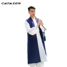 Colete longo para tai chi uniforme monge shaolin kung fu wing chun taoist traje de artes marciais 2024 - compre barato