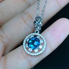 fashion exquisite blue Topaz necklace women silver necklace birthday anniversary christmas gift real gem 925 sterling silver 2024 - buy cheap