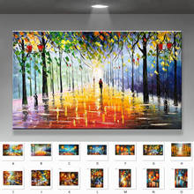 Hand Painted Modern Large sizes Abstract Knife thick Oil Painting night street view wall Art Home Decor Hang Pictures On Canvas 2024 - buy cheap