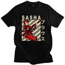 Camiseta masculina de manga curta sasha braus, camiseta gráfica de anime attack on titan t da personalidade, 100% algodão 2024 - compre barato