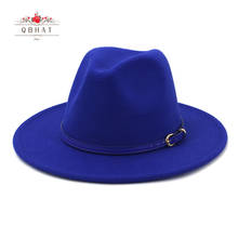 Chapéu de feltro qbchapéu unissex, chapéu tipo fedora em 20 cores, unissex, para homens e mulheres 2024 - compre barato