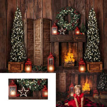 Christmas Backdrop Wood House Fireplace Wreath Photography Background Christmas tree Girl Children Birthday Party Decor Banner 2024 - buy cheap