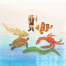 Ocean Animals Fisherman with Zebra shark Crab Turtle Model Sea Life Figure Figurines Ocean Marine Miniature Education Toys 2024 - buy cheap