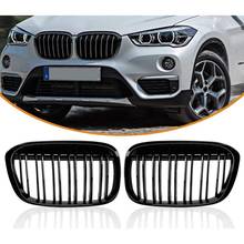 Rejilla delantera de riñón doble para BMW, accesorio de color negro con acabado brillante, doble línea, modelos X1, F48 y F49, XDrive 2016, 51117383363, 51117383364 2024 - compra barato