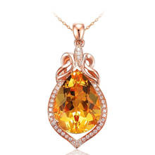 Citrine gemstones yellow crystal pendant necklaces for women18k rose gold color choker chain diamond luxury jewelry bijoux gift 2024 - buy cheap