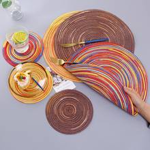 1Pcs Multicolor Round Shaped Satin Dyed Cotton Yarn Woven Placemat Coaster Bowl Cup Mats kitchen Pads Home Decor 2024 - buy cheap