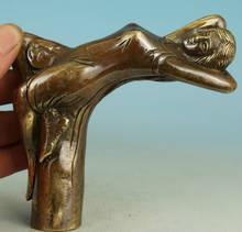 Chinês antigo bronze artesanal esculpida belle recolher estátua bengala cabeça 2024 - compre barato