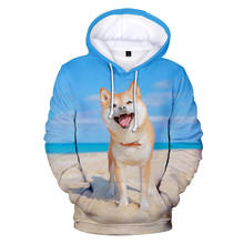 Moletom com capuz de estampa aikooki 3d shiba inu, moletom casual para mulheres, de manga comprida, com capuz harajuku shiba inu 2024 - compre barato