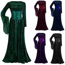 Vestido de terciopelo de lujo para mujer, traje victoriano Medieval, Retro, renacentista, irlandés, para Cosplay 2024 - compra barato