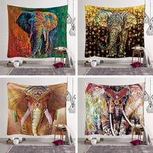 Indian Elephant Print Wall Hanging Carpet Throw Yoga Mat for Home Bedroom Decor Mandala Polyester 150*150 CM Square Tapestry 2024 - buy cheap