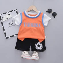 Baby boy clothes summer fashion cute cartoon letter printed T-shirt shorts 2 pieces baby boy casual sports suit set for children 2024 - buy cheap