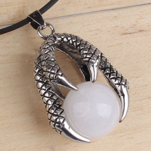 100-Unique 1 Pcs Silver Plated Dragon Claw White Jades Round Bead Pendant For Anniversary Jewelry 2024 - buy cheap