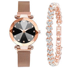 COXRY Luxury Brand Jewelry Women Watch Diamond Bracelet 2pcs Set Mesh Stainless Steel Watch Strap Quartz Watch Women Wristwatch 2024 - buy cheap