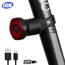 Luz traseira de freio inteligente de bicicleta, luz traseira recarregável por usb, à prova d'água, ipx6 com 2 suportes 2024 - compre barato